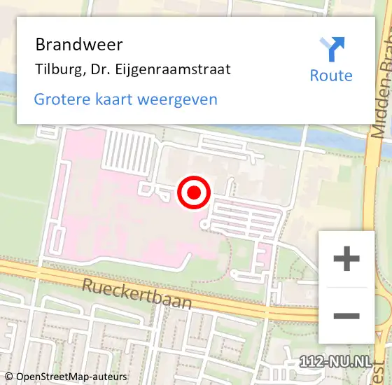 Locatie op kaart van de 112 melding: Brandweer Tilburg, Dr. Eijgenraamstraat op 30 november 2020 01:37