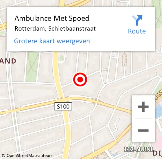 Locatie op kaart van de 112 melding: Ambulance Met Spoed Naar Rotterdam, Schietbaanstraat op 30 november 2020 03:28