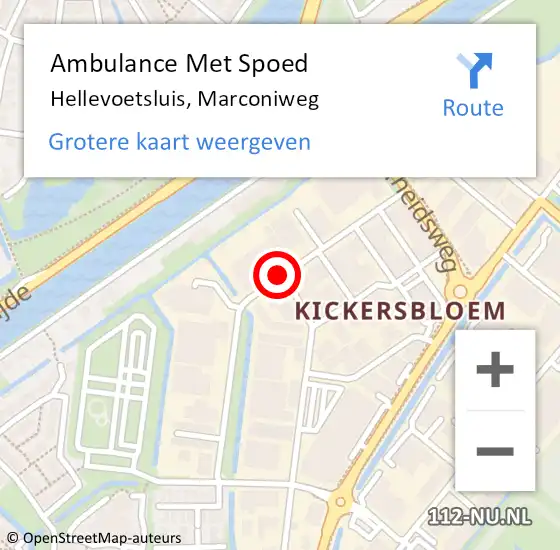 Locatie op kaart van de 112 melding: Ambulance Met Spoed Naar Hellevoetsluis, Marconiweg op 30 november 2020 06:14