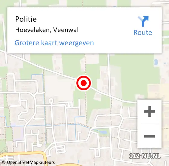 Locatie op kaart van de 112 melding: Politie Hoevelaken, Veenwal op 30 november 2020 06:38