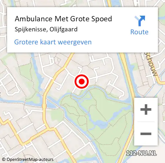 Locatie op kaart van de 112 melding: Ambulance Met Grote Spoed Naar Spijkenisse, Olijfgaard op 30 november 2020 13:49