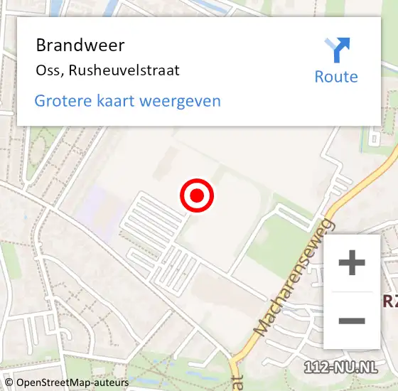 Locatie op kaart van de 112 melding: Brandweer Oss, Rusheuvelstraat op 30 november 2020 13:56