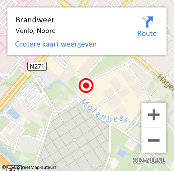 Locatie op kaart van de 112 melding: Brandweer Venlo, Noord op 30 november 2020 14:28