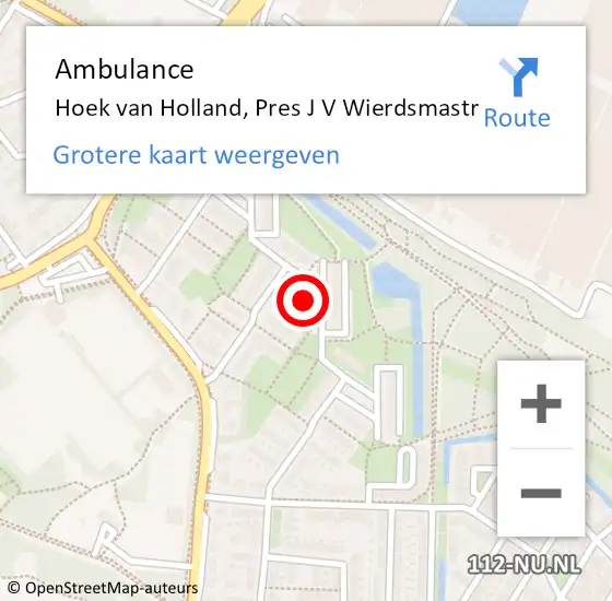 Locatie op kaart van de 112 melding: Ambulance Hoek van Holland, Pres J V Wierdsmastr op 30 november 2020 16:18