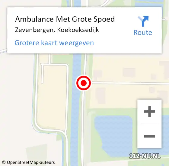 Locatie op kaart van de 112 melding: Ambulance Met Grote Spoed Naar Zevenbergen, Koekoeksedijk op 30 november 2020 16:54