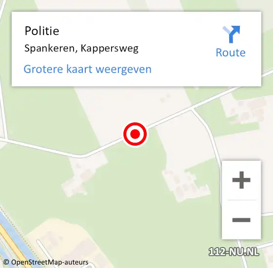 Locatie op kaart van de 112 melding: Politie Spankeren, Kappersweg op 30 november 2020 20:17