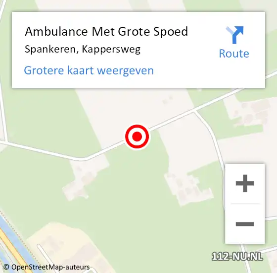 Locatie op kaart van de 112 melding: Ambulance Met Grote Spoed Naar Spankeren, Kappersweg op 30 november 2020 20:17
