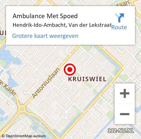 Locatie op kaart van de 112 melding: Ambulance Met Spoed Naar Hendrik-Ido-Ambacht, Van der Lekstraat op 30 november 2020 21:18