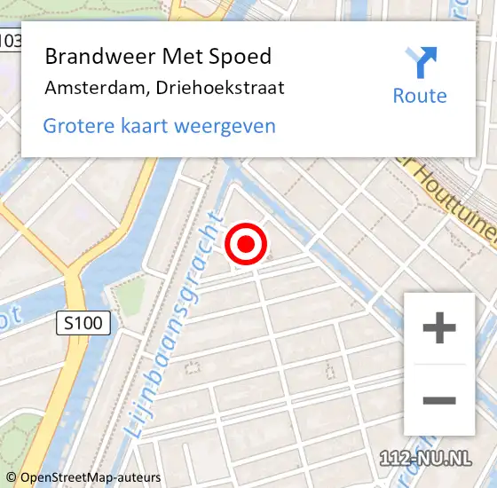 Locatie op kaart van de 112 melding: Brandweer Met Spoed Naar Amsterdam, Driehoekstraat op 30 november 2020 21:55