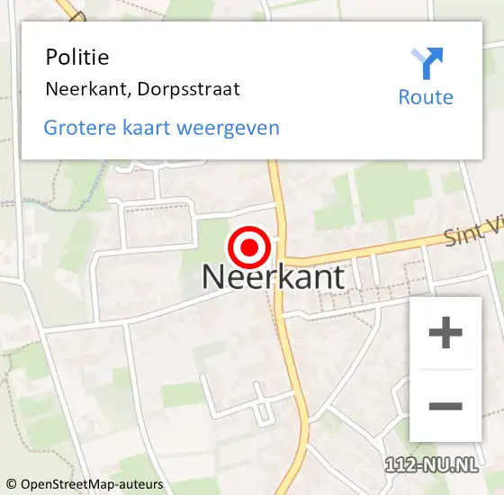 Locatie op kaart van de 112 melding: Politie Neerkant, Dorpsstraat op 1 december 2020 07:29