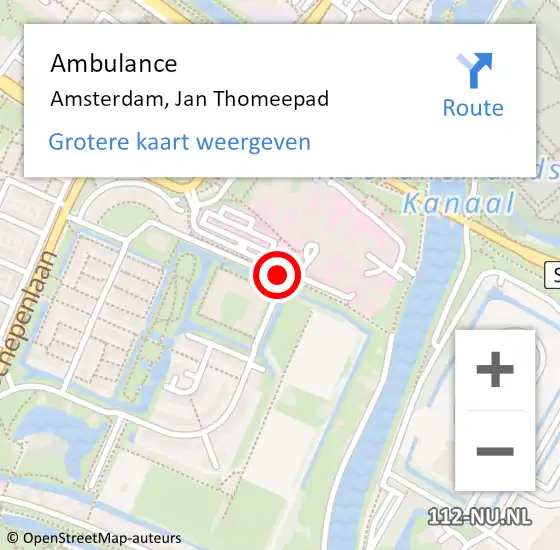 Locatie op kaart van de 112 melding: Ambulance Amsterdam, Jan Thomeepad op 1 december 2020 10:36