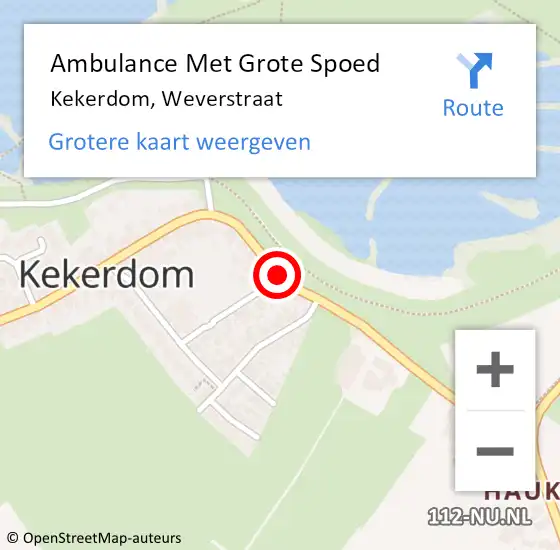 Locatie op kaart van de 112 melding: Ambulance Met Grote Spoed Naar Kekerdom, Weverstraat op 1 december 2020 10:46