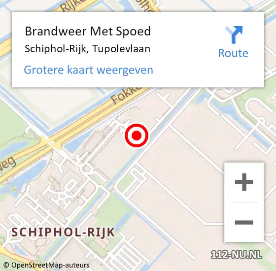 Locatie op kaart van de 112 melding: Brandweer Met Spoed Naar Schiphol-Rijk, Tupolevlaan op 1 december 2020 12:28