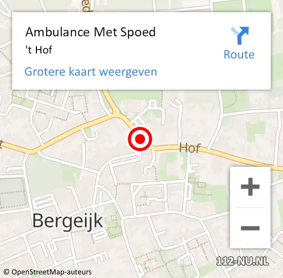 Locatie op kaart van de 112 melding: Ambulance Met Spoed Naar 't Hof op 1 december 2020 15:02
