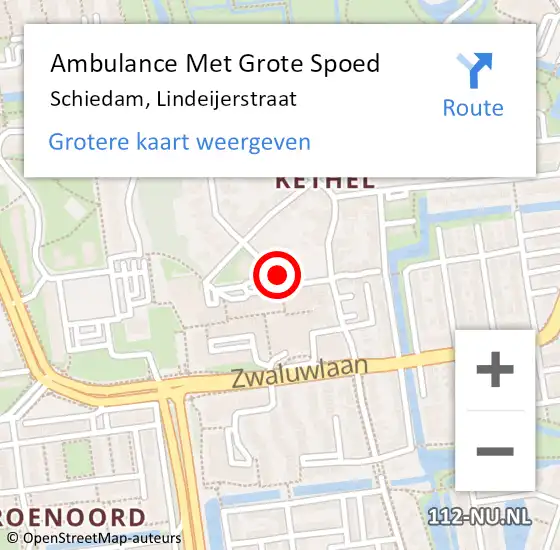 Locatie op kaart van de 112 melding: Ambulance Met Grote Spoed Naar Schiedam, Lindeijerstraat op 1 december 2020 16:13