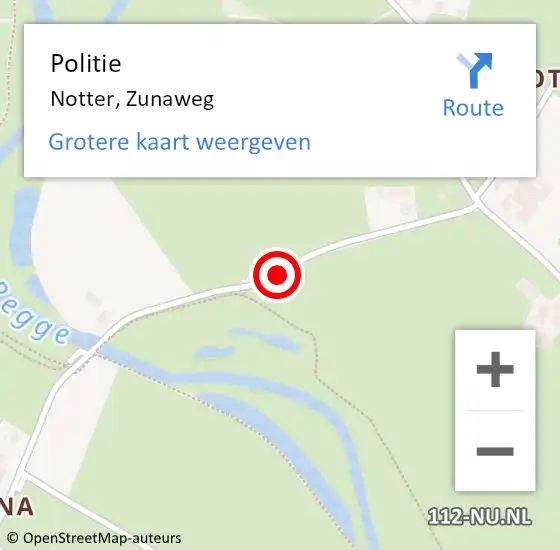 Locatie op kaart van de 112 melding: Politie Notter, Zunaweg op 1 december 2020 18:16
