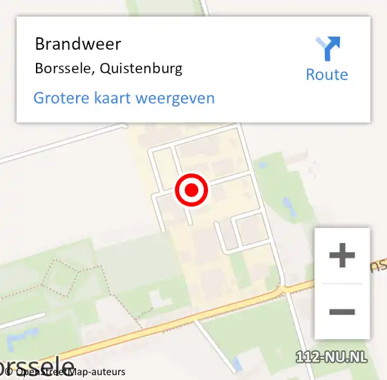 Locatie op kaart van de 112 melding: Brandweer Borssele, Quistenburg op 1 december 2020 18:37