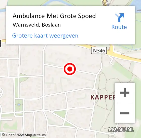 Locatie op kaart van de 112 melding: Ambulance Met Grote Spoed Naar Warnsveld, Boslaan op 1 december 2020 19:22