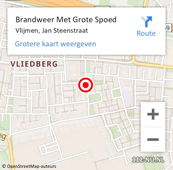 Locatie op kaart van de 112 melding: Brandweer Met Grote Spoed Naar Vlijmen, Jan Steenstraat op 1 december 2020 21:24