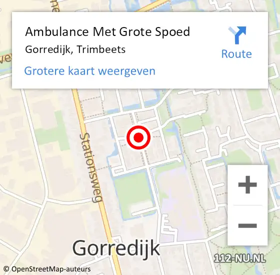 Locatie op kaart van de 112 melding: Ambulance Met Grote Spoed Naar Gorredijk, Trimbeets op 2 december 2020 11:21