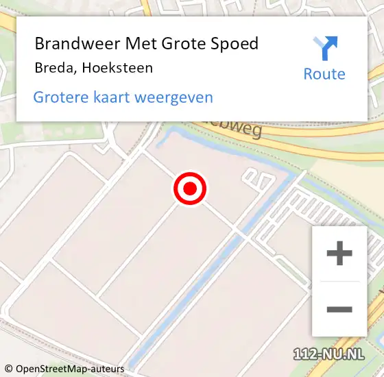Locatie op kaart van de 112 melding: Brandweer Met Grote Spoed Naar Breda, Hoeksteen op 2 december 2020 15:22