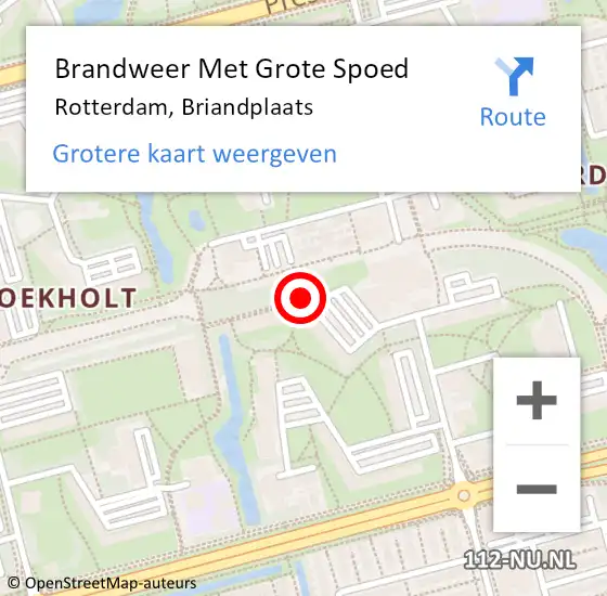 Locatie op kaart van de 112 melding: Brandweer Met Grote Spoed Naar Rotterdam, Briandplaats op 2 december 2020 16:09