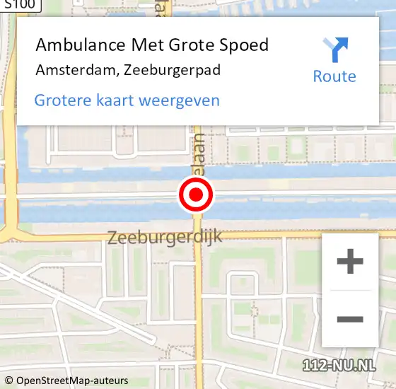 Locatie op kaart van de 112 melding: Ambulance Met Grote Spoed Naar Amsterdam, Zeeburgerpad op 3 december 2020 06:55