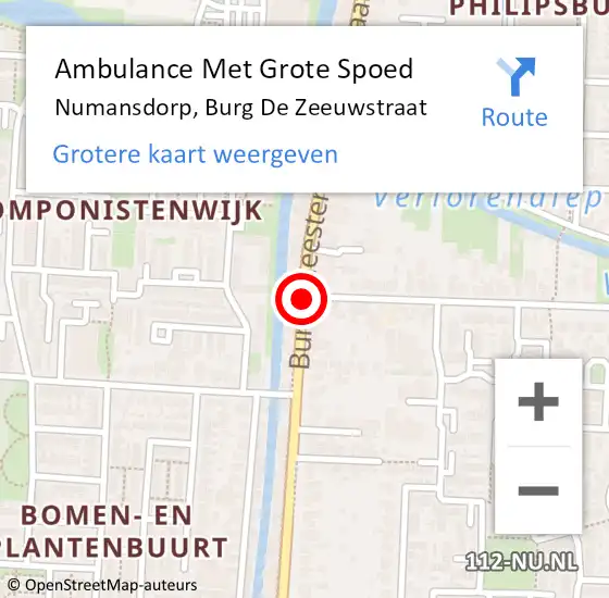 Locatie op kaart van de 112 melding: Ambulance Met Grote Spoed Naar Numansdorp, Burg De Zeeuwstraat op 3 december 2020 07:55
