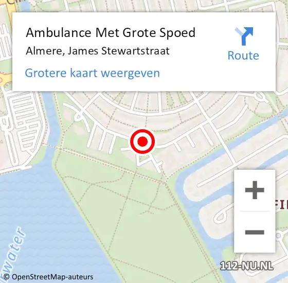 Locatie op kaart van de 112 melding: Ambulance Met Grote Spoed Naar Almere, James Stewartstraat op 3 december 2020 10:37