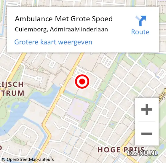 Locatie op kaart van de 112 melding: Ambulance Met Grote Spoed Naar Culemborg, Admiraalvlinderlaan op 3 december 2020 12:44