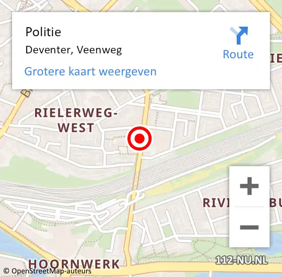 Locatie op kaart van de 112 melding: Politie Deventer, Veenweg op 3 december 2020 15:36