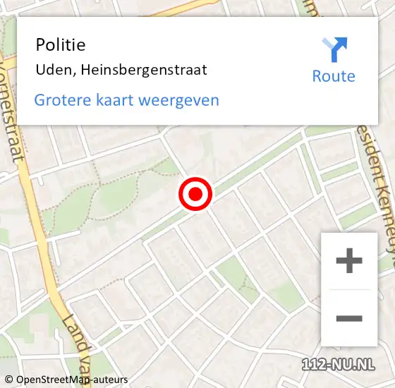 Locatie op kaart van de 112 melding: Politie Uden, Heinsbergenstraat op 3 december 2020 16:28