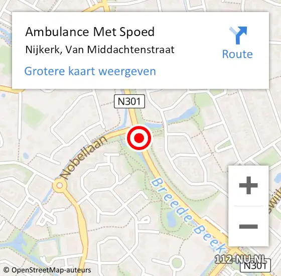 Locatie op kaart van de 112 melding: Ambulance Met Spoed Naar Nijkerk, Van Middachtenstraat op 3 december 2020 16:56
