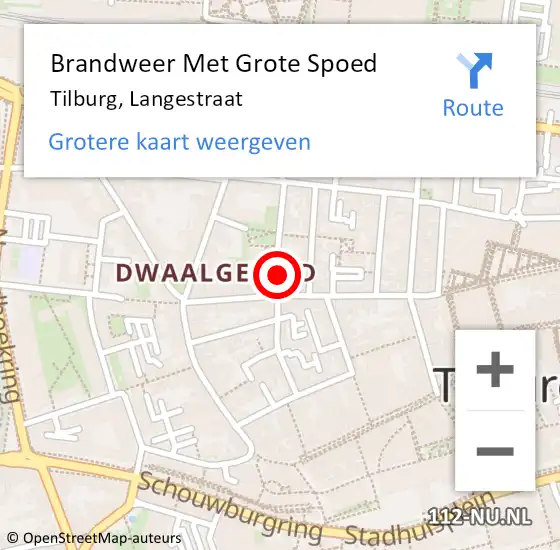 Locatie op kaart van de 112 melding: Brandweer Met Grote Spoed Naar Tilburg, Langestraat op 3 december 2020 18:12