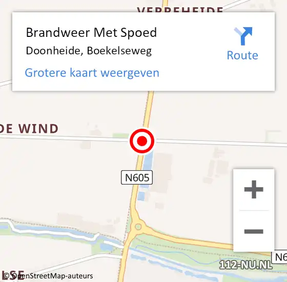 Locatie op kaart van de 112 melding: Brandweer Met Spoed Naar Doonheide, Boekelseweg op 26 mei 2014 12:52