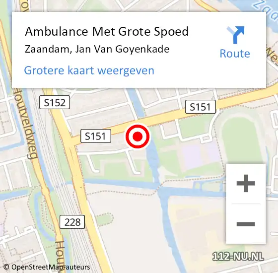 Locatie op kaart van de 112 melding: Ambulance Met Grote Spoed Naar Zaandam, Jan Van Goyenkade op 4 december 2020 12:51