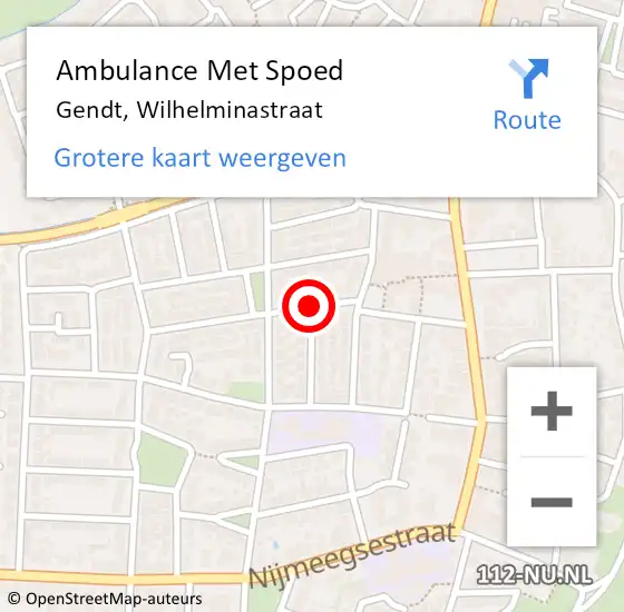 Locatie op kaart van de 112 melding: Ambulance Met Spoed Naar Gendt, Wilhelminastraat op 5 december 2020 11:28