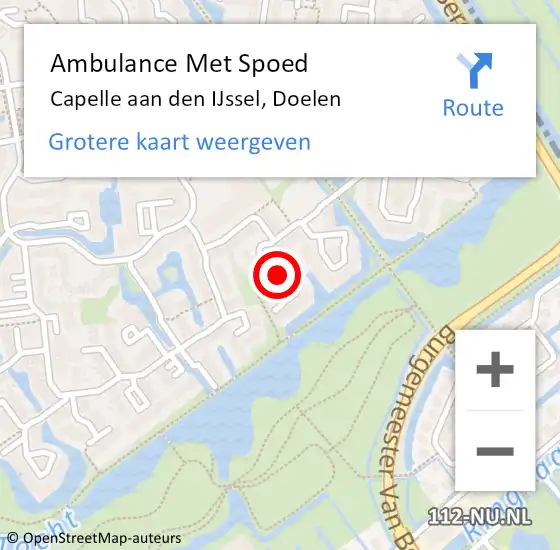 Locatie op kaart van de 112 melding: Ambulance Met Spoed Naar Capelle aan den IJssel, Doelen op 5 december 2020 12:26