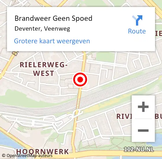 Locatie op kaart van de 112 melding: Brandweer Geen Spoed Naar Deventer, Veenweg op 5 december 2020 17:45