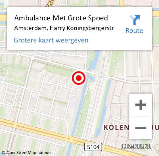 Locatie op kaart van de 112 melding: Ambulance Met Grote Spoed Naar Amsterdam, Harry Koningsbergerstr op 5 december 2020 21:38