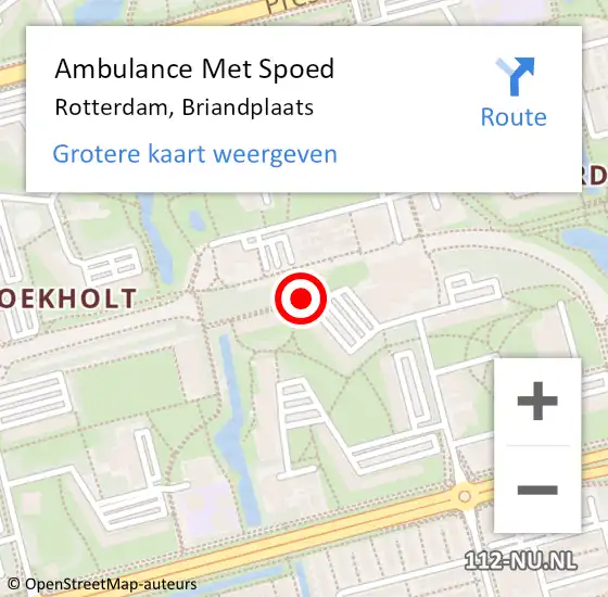 Locatie op kaart van de 112 melding: Ambulance Met Spoed Naar Rotterdam, Briandplaats op 6 december 2020 14:46