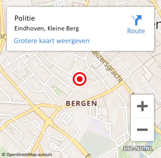 Locatie op kaart van de 112 melding: Politie Eindhoven, Kleine Berg op 6 december 2020 16:55
