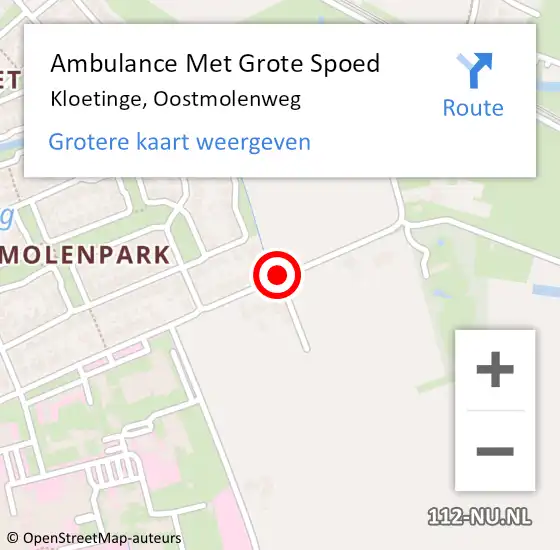 Locatie op kaart van de 112 melding: Ambulance Met Grote Spoed Naar Kloetinge, Oostmolenweg op 7 december 2020 06:01