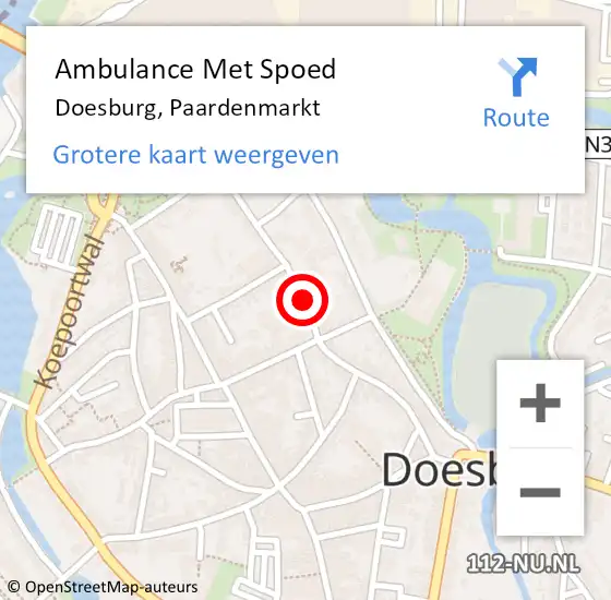 Locatie op kaart van de 112 melding: Ambulance Met Spoed Naar Doesburg, Paardenmarkt op 7 december 2020 07:35