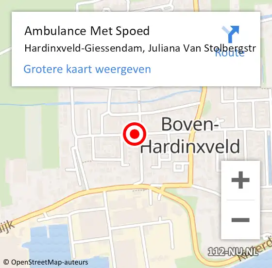 Locatie op kaart van de 112 melding: Ambulance Met Spoed Naar Hardinxveld-Giessendam, Juliana Van Stolbergstr op 7 december 2020 20:18