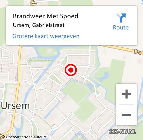 Locatie op kaart van de 112 melding: Brandweer Met Spoed Naar Ursem, Gabrielstraat op 7 december 2020 23:39