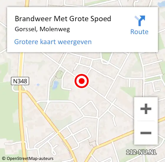 Locatie op kaart van de 112 melding: Brandweer Met Grote Spoed Naar Gorssel, Molenweg op 8 december 2020 00:14