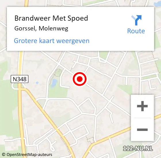 Locatie op kaart van de 112 melding: Brandweer Met Spoed Naar Gorssel, Molenweg op 8 december 2020 11:40