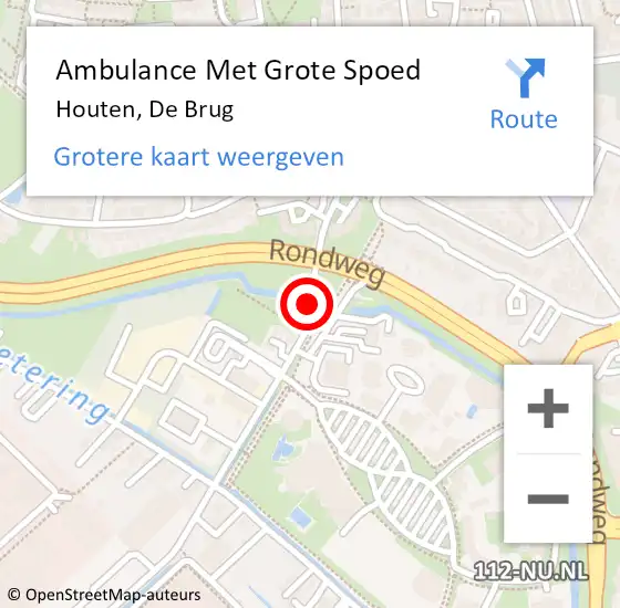 Locatie op kaart van de 112 melding: Ambulance Met Grote Spoed Naar Houten, De Brug op 8 december 2020 14:18