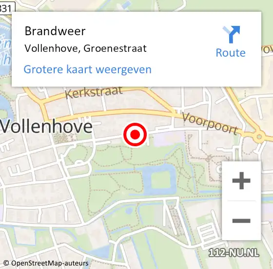 Locatie op kaart van de 112 melding: Brandweer Vollenhove, Groenestraat op 8 december 2020 20:32